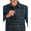 Simms Santee Flannel Shirt Black/Br.Blue Pane Ombre