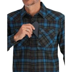Simms Santee Flannel Shirt Black/Br.Blue Pane Ombre